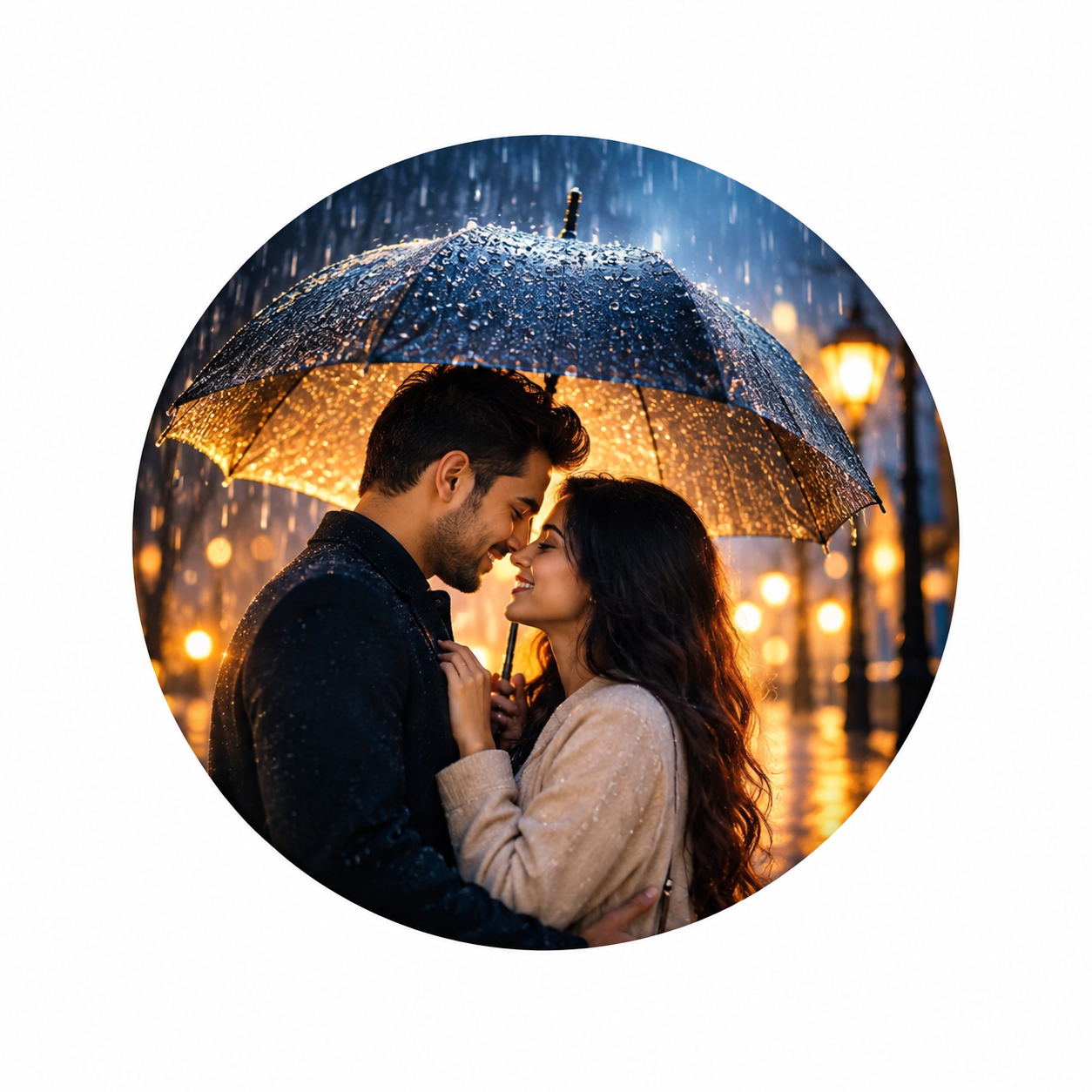 Rainfall Romance: Cinematic Umbrella Portrait Prompt