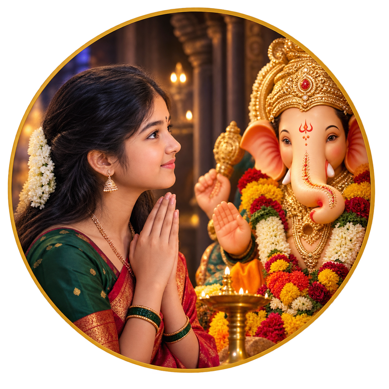 Divine Grace — Ganpati Bappa Portrait in Traditional Elegance"