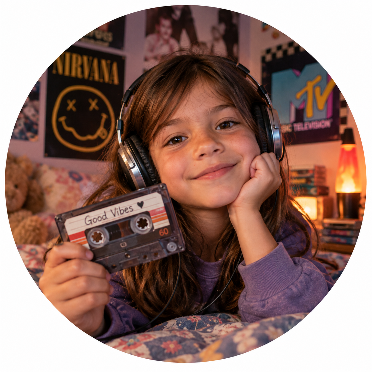 🎧 Retro Cassette Bedroom Portrait — Authentic Child Likeness