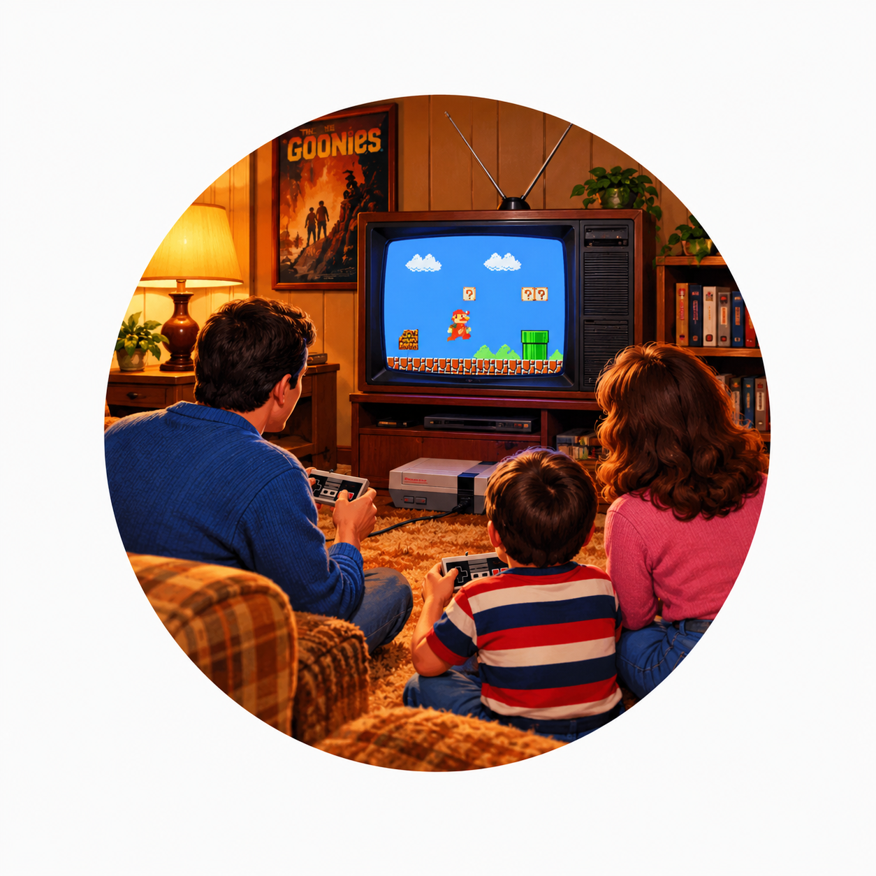 📺 1980s Family Room Gaming — Authentic Nostalgic Portrait