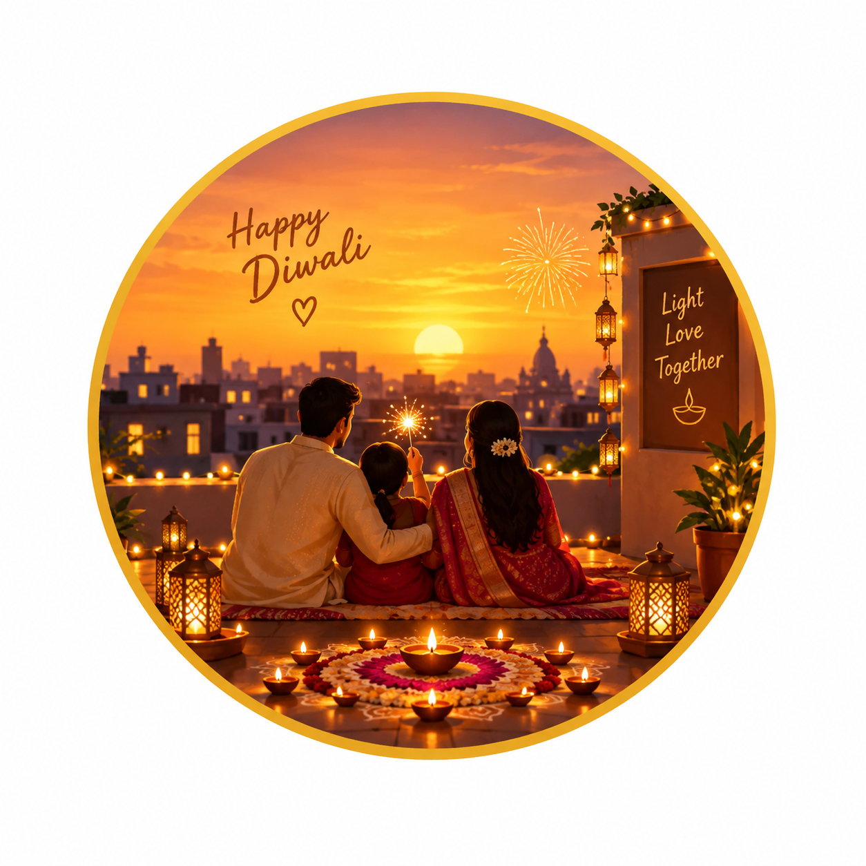 Golden Hour Diwali: A Rooftop Celebration of Love and Light