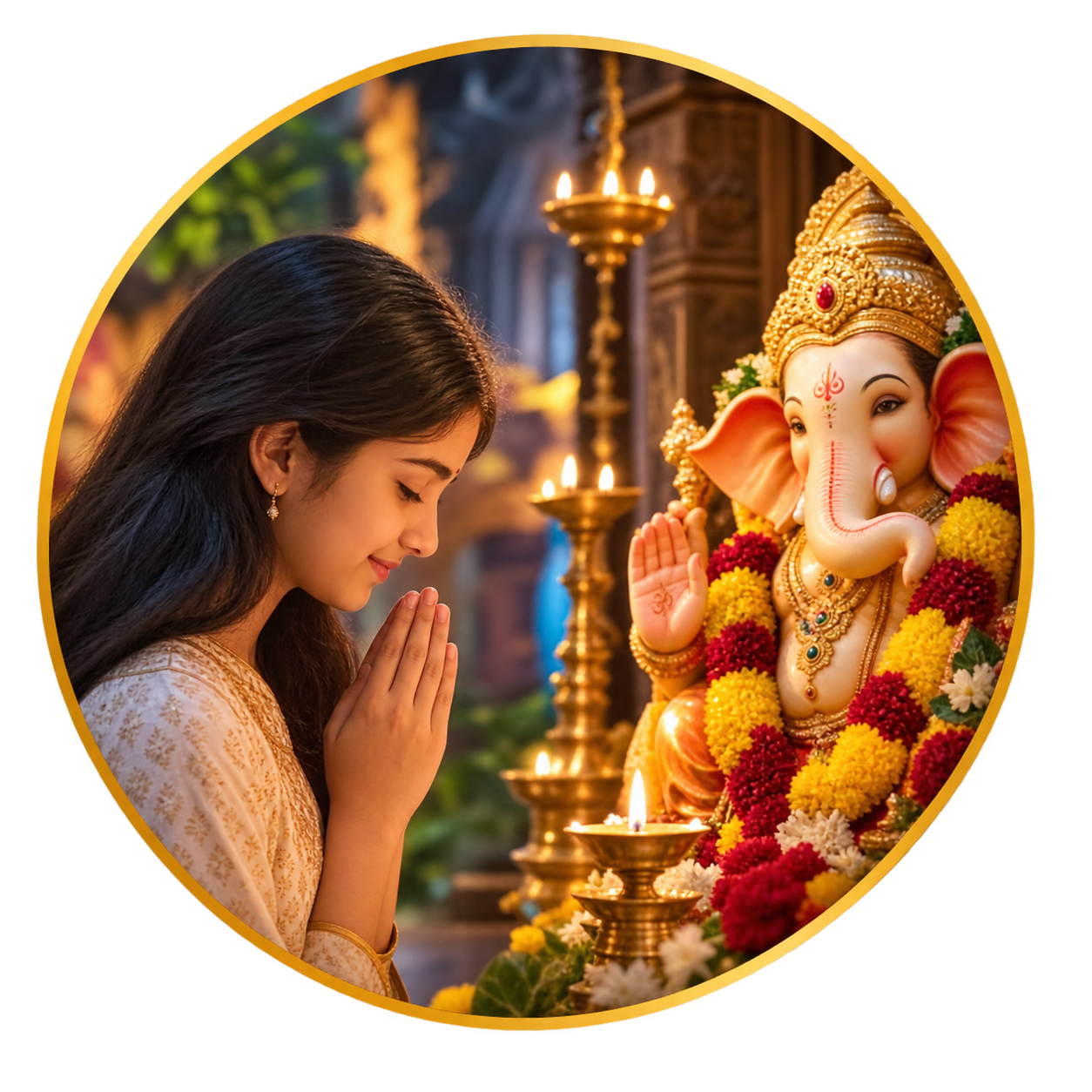 "Divine Darshan – Realistic Devotional Portrait with Lord Ganesha"
