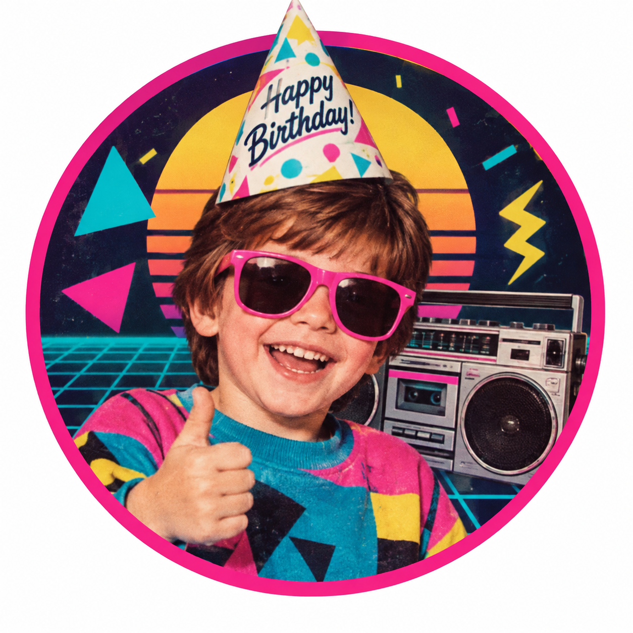 Authentic 1980s Retro Birthday Portrait for kids