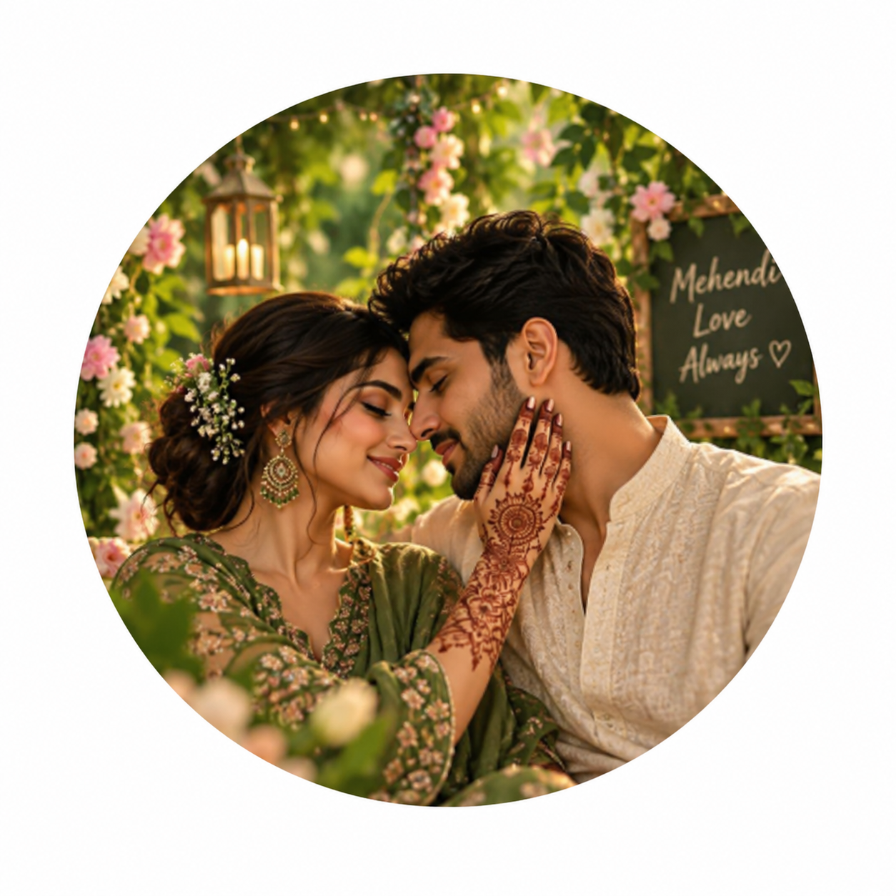 Garden Mehendi Romance: Intimate Portrait Prompt