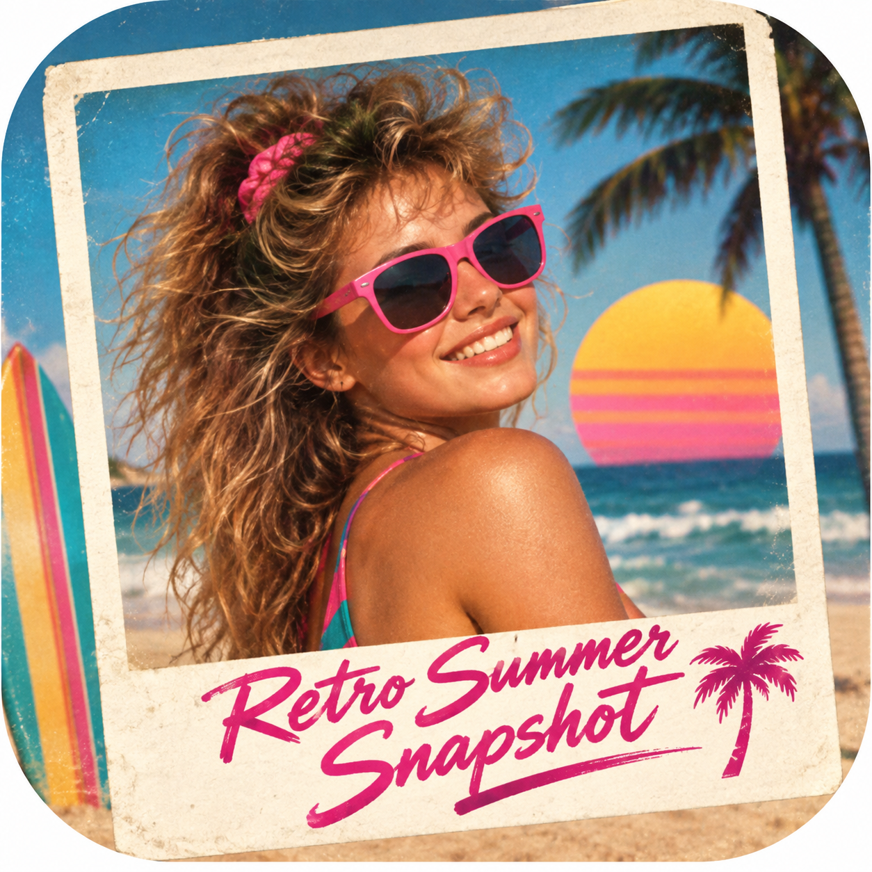 "Retro Summer Snapshot" — 1980s-Style Beach Portrait Generator Prompt
