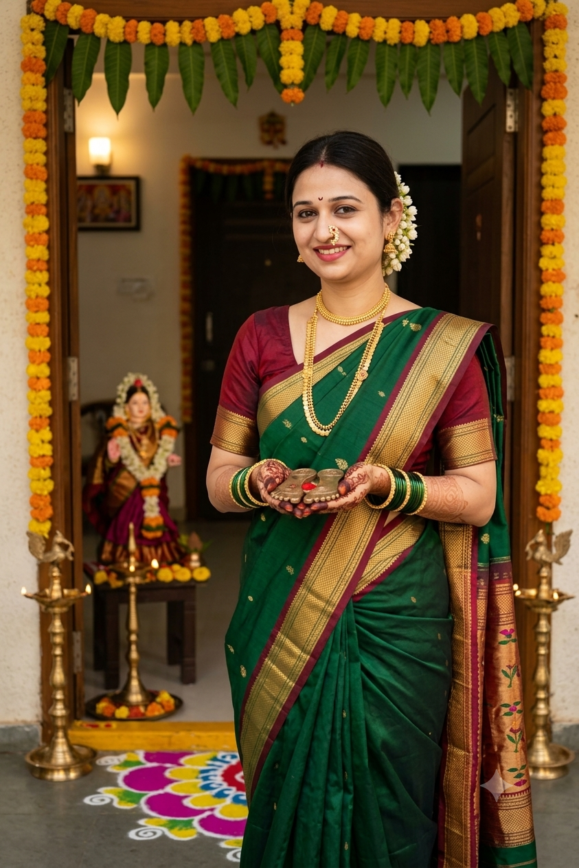 Gauri Aagman – A Traditional Maharashtrian Homecoming Portrait
